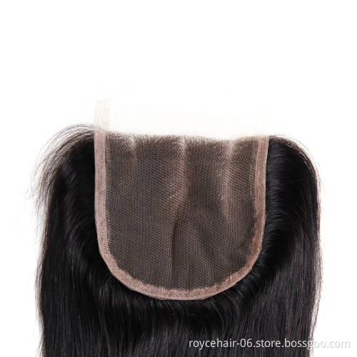 Raw Virgin Unprocessed Brazilian  4X4  Super Fine Straight Hair Swiss Lace Closure With Baby Hair